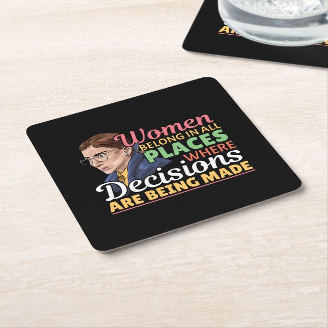 Dessous-de-verre Carré En Papier Ruth Bader Ginsburg avocate féministe Juge (Incliné)