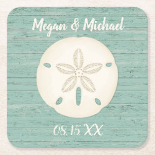 Dessous-de-verre Carré En Papier Sable Dollar Rustic Beach