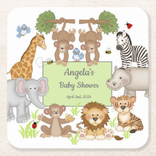 Dessous-de-verre Carré En Papier Safari Animaux Baby shower Party Vaisselle