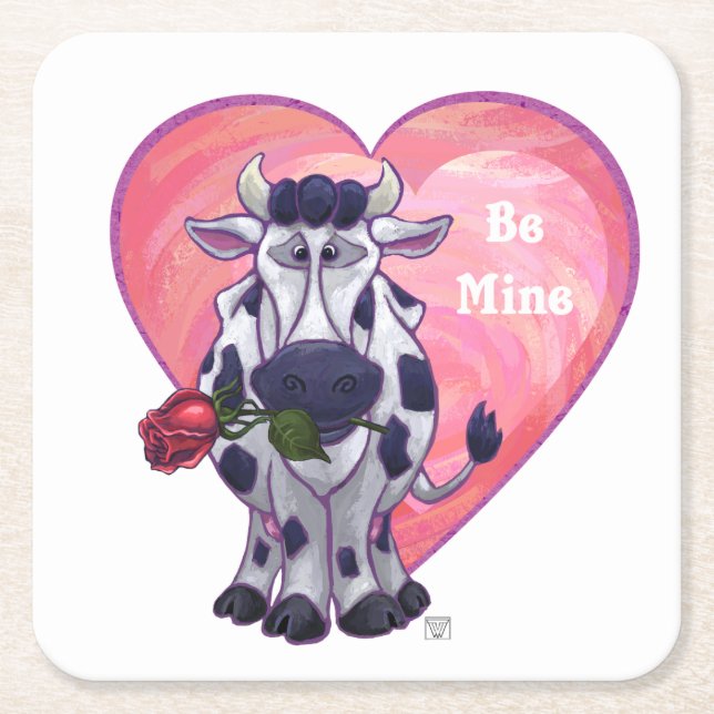 Dessous-de-verre Carré En Papier Saint Valentin de la vache (Devant)