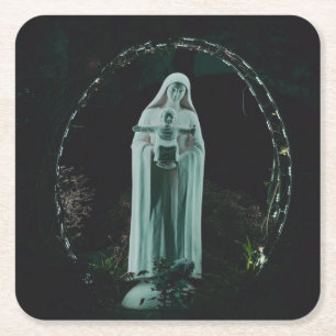 Dessous-de-verre Carré En Papier Sainte Mère Marie et Bébé Jésus Chrétien