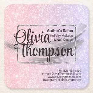 Dessous-de-verre Carré En Papier Salon de beauté Pearl Silver