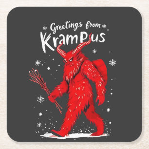 Dessous-de-verre Carré En Papier Salutation de Noël de Krampus Xmas