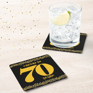 Dessous-de-verre Carré En Papier Salutations à 70 Ans Seventieth Anniversaire