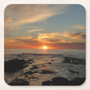 Dessous-de-verre Carré En Papier San Diego Sunset II California Seascape