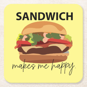Dessous-de-verre Carré En Papier Sandwich Me Rend Heureux