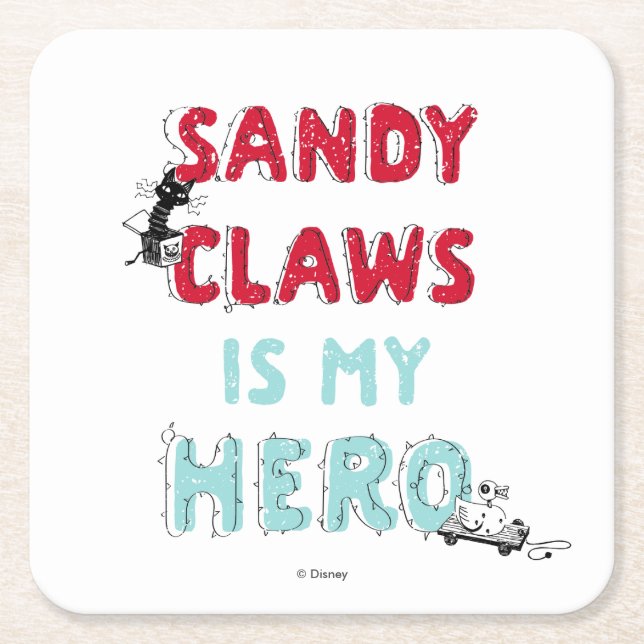 Dessous-de-verre Carré En Papier Sandy Claws est mon héros (Devant)