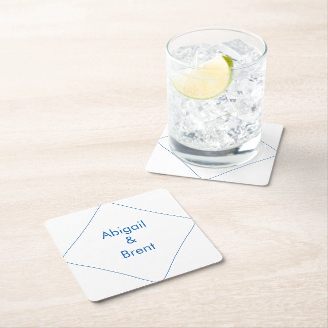 Dessous-de-verre Carré En Papier Sapphire Blue Modern Wedding (En situation)