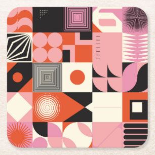Dessous-de-verre Carré En Papier Scandinave géométrique : Motif d'oeuvres colorées