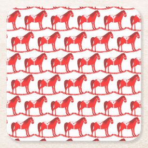 Dessous-de-verre Carré En Papier Scandinave Noël Cheval Rocking Motif