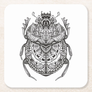 Dessous-de-verre Carré En Papier Scarabée africain Zendoodle