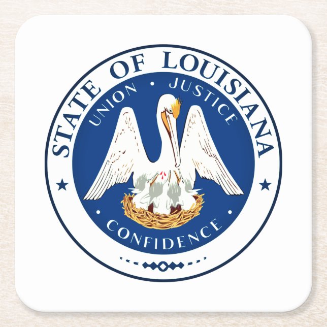 Dessous-de-verre Carré En Papier Sceau d'État de Louisiane (Devant)