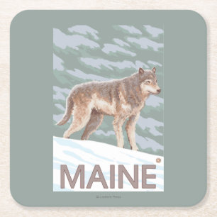 Dessous-de-verre Carré En Papier Scène de MaineWolf
