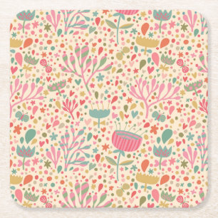 Dessous-de-verre Carré En Papier Schéma floral clair