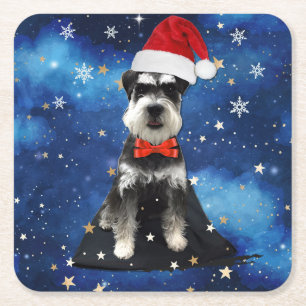 Dessous-de-verre Carré En Papier Schnauzer de Noël