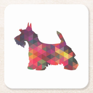 Dessous-de-verre Carré En Papier Scottie Chien race Geo Silhouette Multi