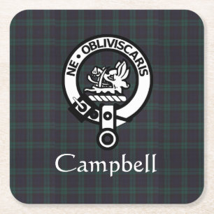 Dessous-de-verre Carré En Papier Scottish Campbell Crest Badge & Tartan
