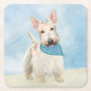 Dessous-de-verre Carré En Papier Scottish Terrier Wheaten Dog Painting Art original