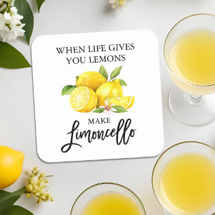 Dessous-de-verre Carré En Papier Script de brosse moderne Aquarelle Lemons Limoncel