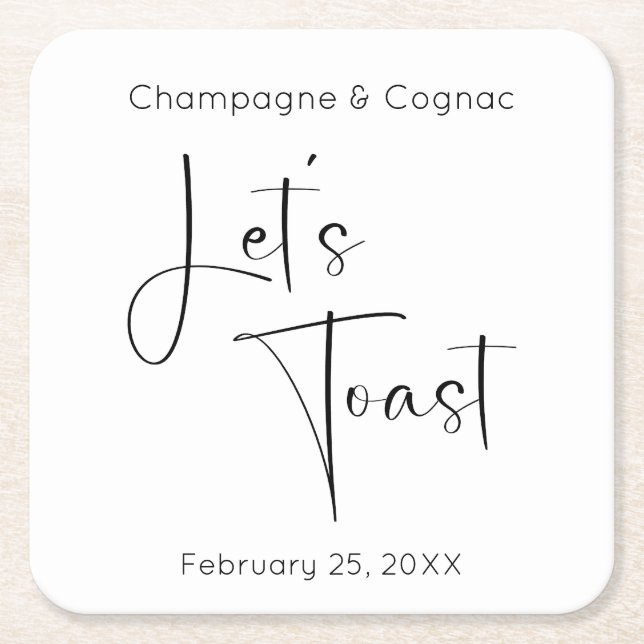 Dessous-de-verre Carré En Papier Script moderne Wedding shower de toast (Devant)