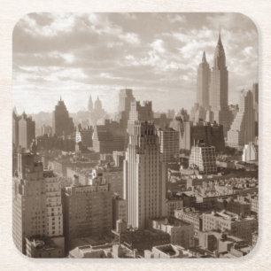 Dessous-de-verre Carré En Papier Sepia New York