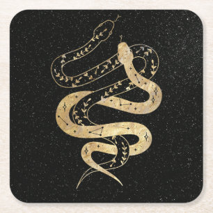Dessous-de-verre Carré En Papier Serpents mystiques Imaginaires et noirs