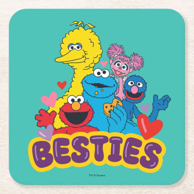 Dessous-de-verre Carré En Papier Sesame Street Valentine Besoins (Devant)