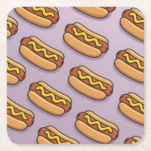 Dessous-de-verre Carré En Papier Set de dessous de verre Lavender Hot Dogs