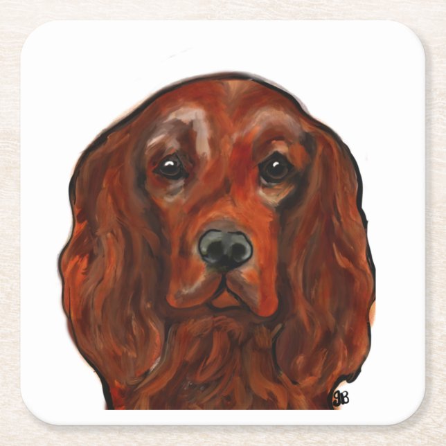 Dessous-de-verre Carré En Papier Setter rouge irlandais (Devant)