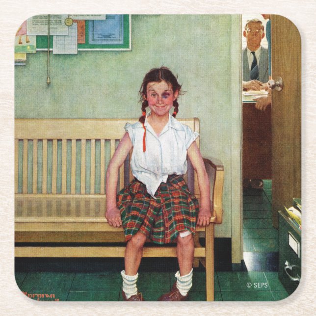 Dessous-de-verre Carré En Papier Shiner ou à l'extérieur du bureau du directeur (Devant)