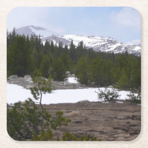 Dessous-de-verre Carré En Papier Sierra Nevada Montagnes et neige à Yosemite