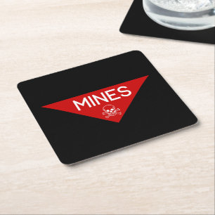 DESSOUS-DE-VERRE CARRÉ EN PAPIER SIGNE DE MINES SIGNAGE SYMBOLE