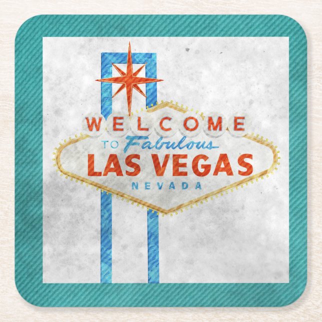 Dessous-de-verre Carré En Papier SIGNE Las Vegas Aqua Frontière (Devant)
