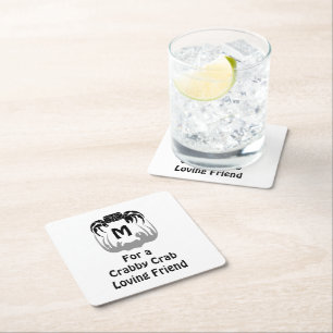 Dessous-de-verre Carré En Papier Silhouette de crabe fantôme Casant un monogramme