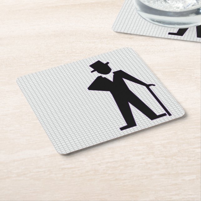 Dessous-de-verre Carré En Papier Silhouette de l'homme dansant avec chapeau supérie (Incliné)