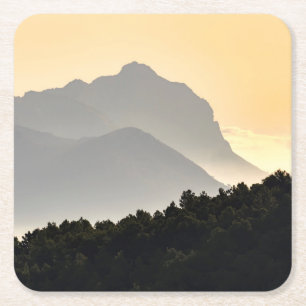 Dessous-de-verre Carré En Papier Silhouettes des montagnes