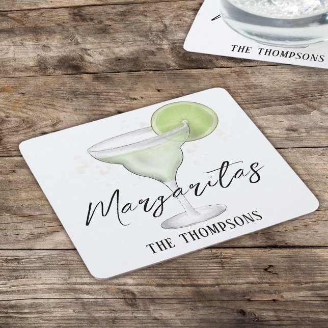 Dessous-de-verre Carré En Papier Simple Aquarelle Margarita Whimsical Cocktail (Créateur téléchargé)