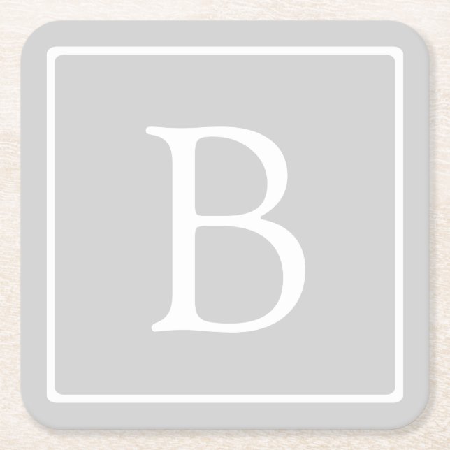 Dessous-de-verre Carré En Papier Simple Light Grey monogram (Devant)