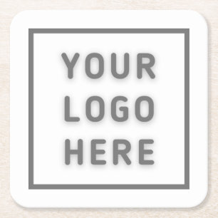 Dessous-de-verre Carré En Papier Simple Logo Modèle Business Promo Swag Blanc
