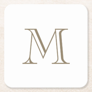 Dessous-de-verre Carré En Papier Simple Monogramme Or 