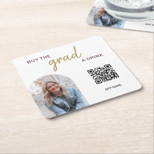Dessous-de-verre Carré En Papier Simple Photo QR Code Acheter le Grad une boisson