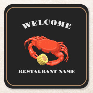 Dessous-de-verre Carré En Papier Simple Red cri maïs fruits de mer Nom du logo du r