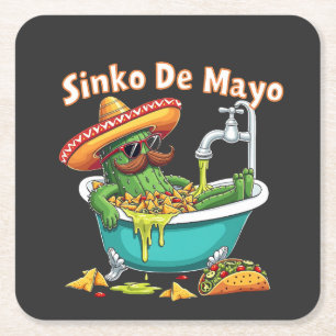 Dessous-de-verre Carré En Papier Sinko de Mayo"Funny Cinco de Mayo Cactus