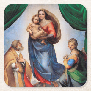 Dessous-de-verre Carré En Papier Sistine Madonna, Raphael