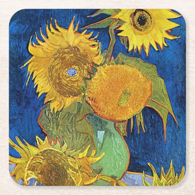 Dessous-de-verre Carré En Papier Six tournesols, Van Gogh (Devant)