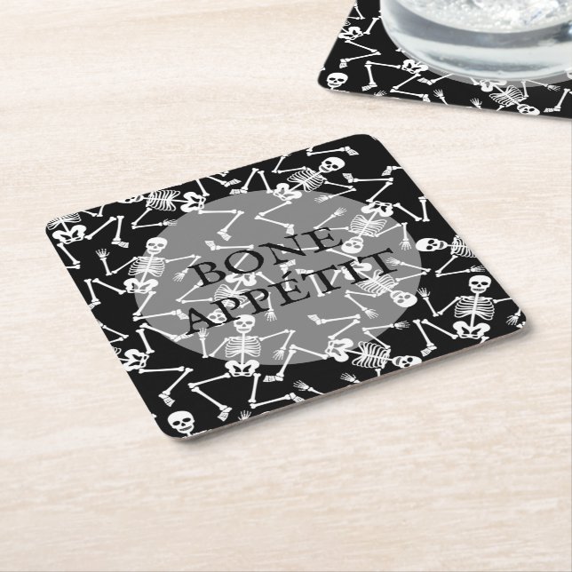 Dessous-de-verre Carré En Papier Skeletons Halloween (Incliné)