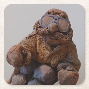 Dessous-de-verre Carré En Papier Skier cool Vintage Clay