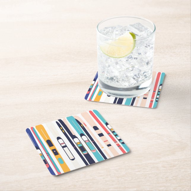 Dessous-de-verre Carré En Papier Skis (En situation)
