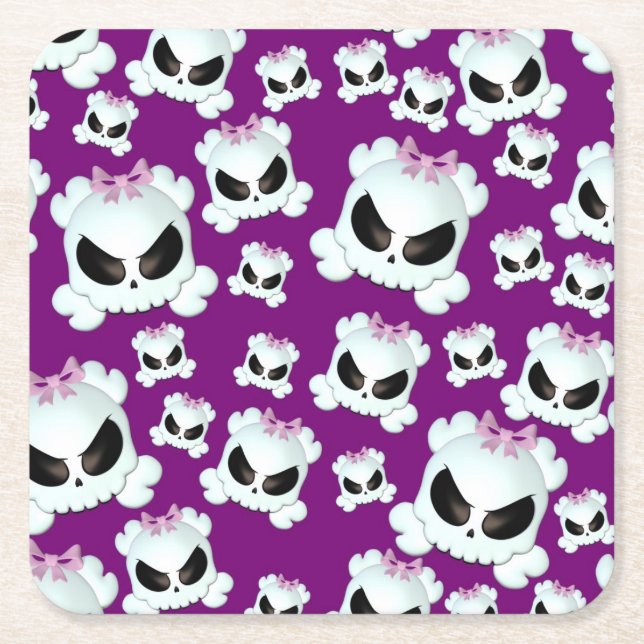Dessous-de-verre Carré En Papier Skullz Girly (Devant)