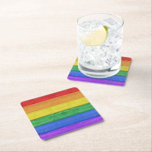 Dessous-de-verre Carré En Papier SlipperyJoe's classique arc-en-ciel tactile fait m